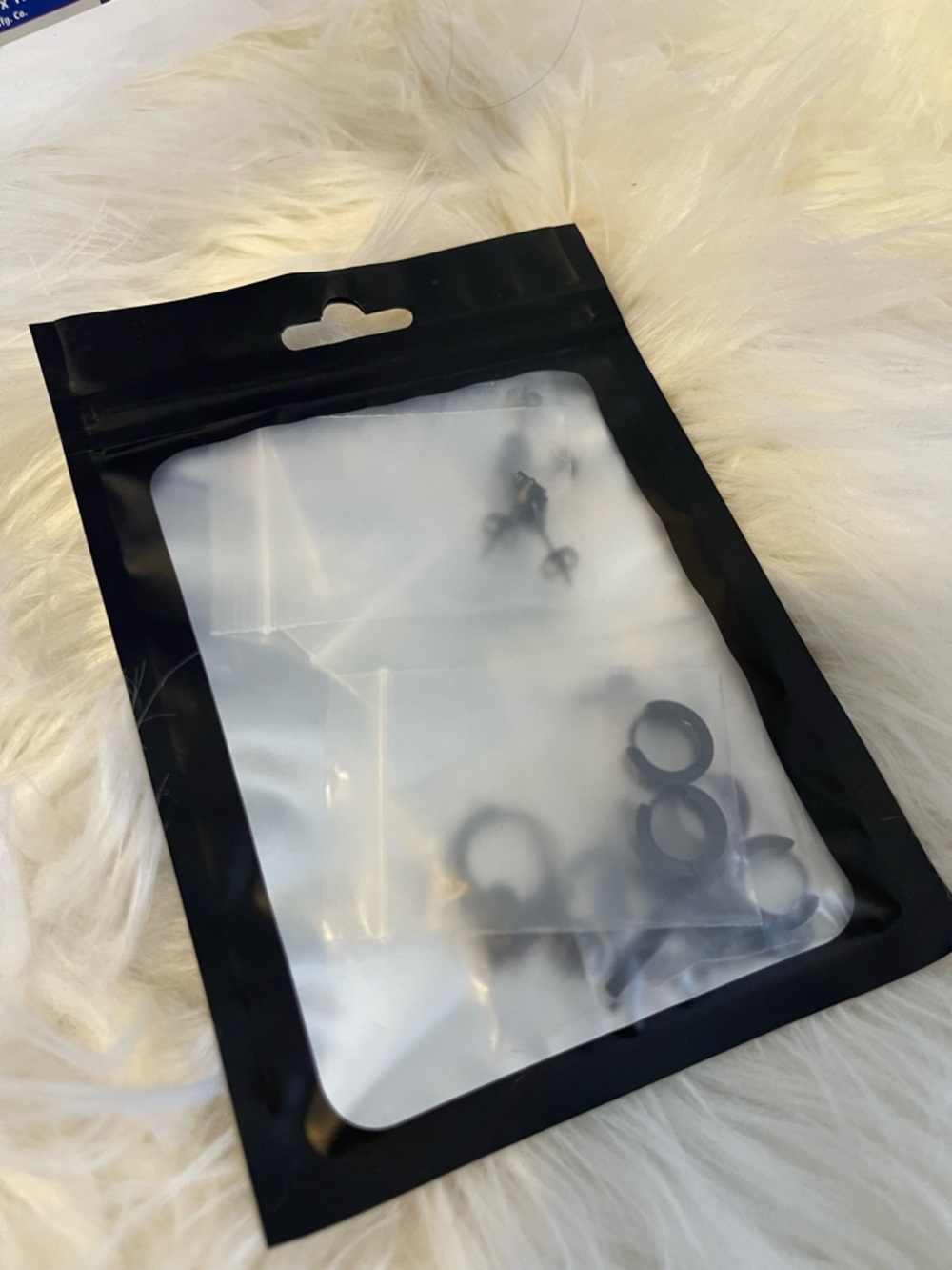 Black Stud Earrings with Amber Center